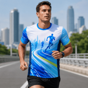 custom full sublimation dry fit moisture wicking marathon running tshirt