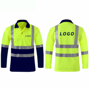 custom printing logo long sleeve hi vis polo shirt reflective men's work wear uniform polo shirt